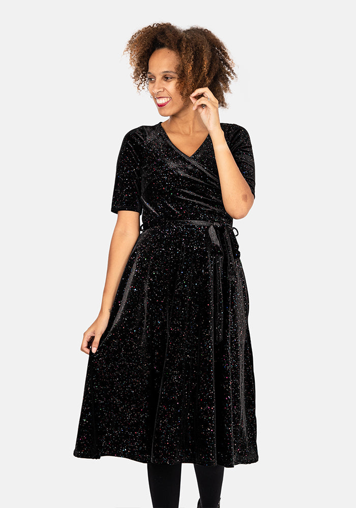 Pixie Black & Multicoloured Sparkle Swing Dress