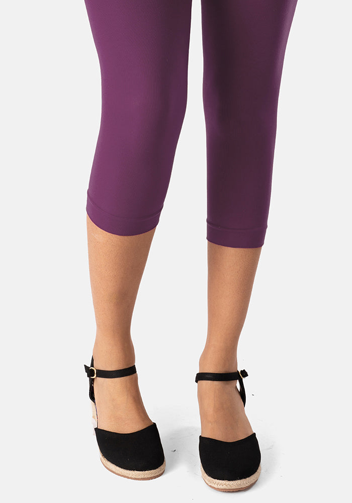 Second angle of 50 Denier Premium Capri Tights (Plum), complete your outfit with our warm Mustard 50 denier Capri tights.