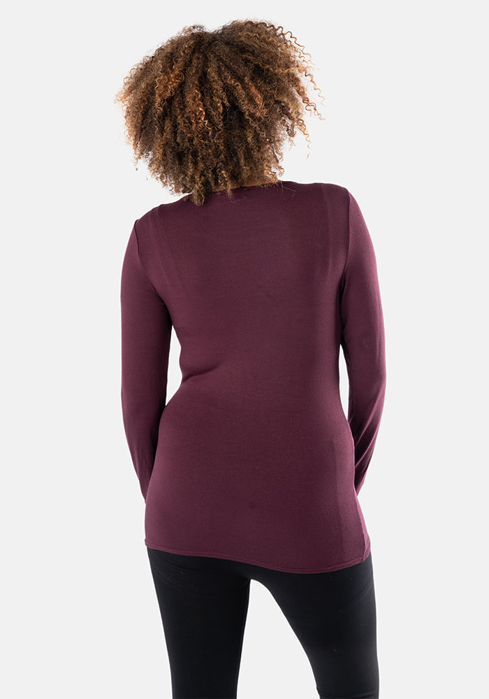 Second angle of Plum Long Sleeve Round Neck Top