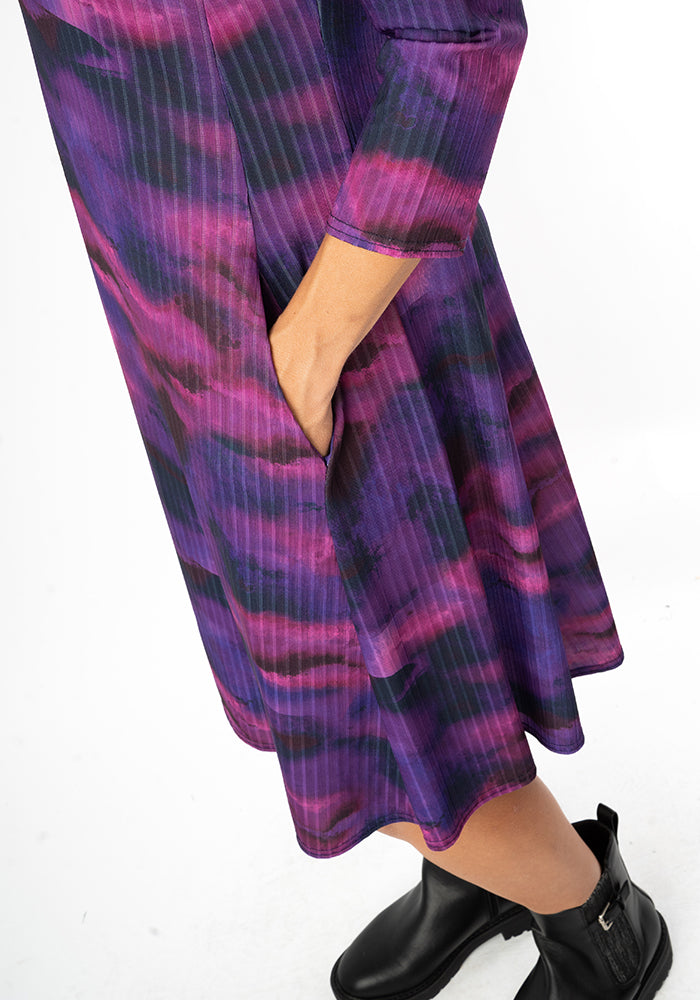 Seventh angle of Poe Purple Ombre Print Trapeze Dress