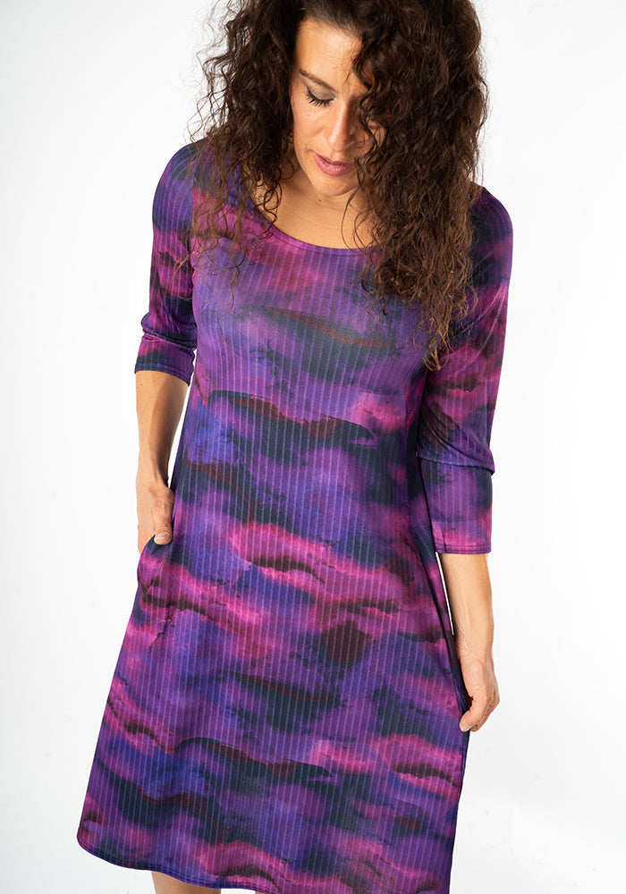 Fourth angle of Poe Purple Ombre Print Trapeze Dress