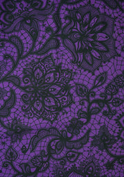 Poema Purple Lace Print Tiered Hem Midaxi Dress