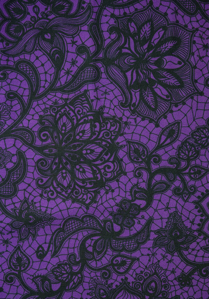 Poema Purple Lace Print Tiered Hem Midaxi Dress