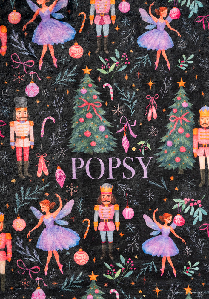 Pop-under Ballerina &amp; Nutcracker Print Plush Blanket