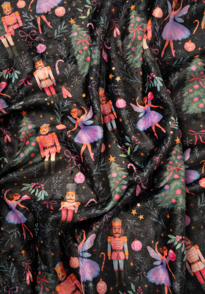 Pop-under Ballerina &amp; Nutcracker Print Plush Blanket