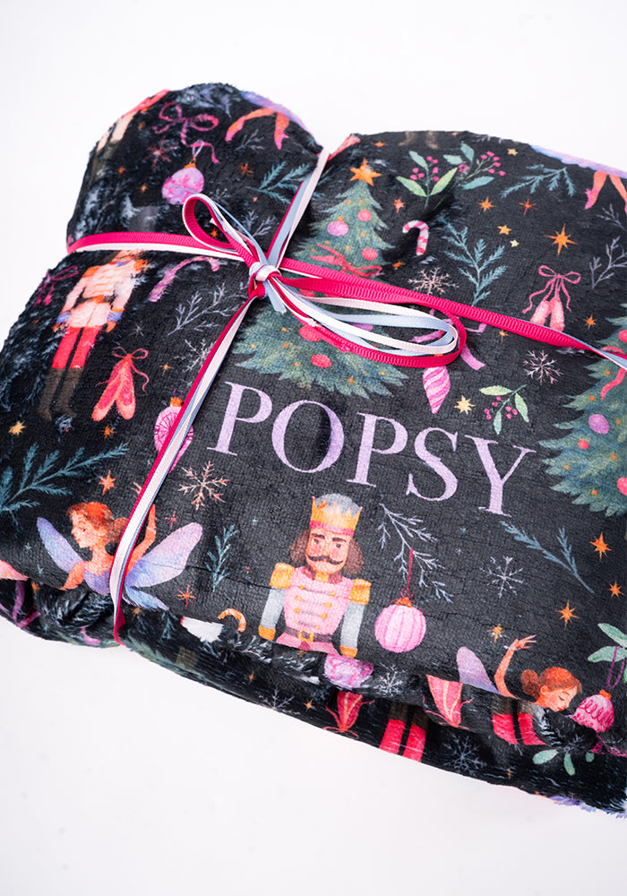 Pop-under Ballerina &amp; Nutcracker Print Plush Blanket