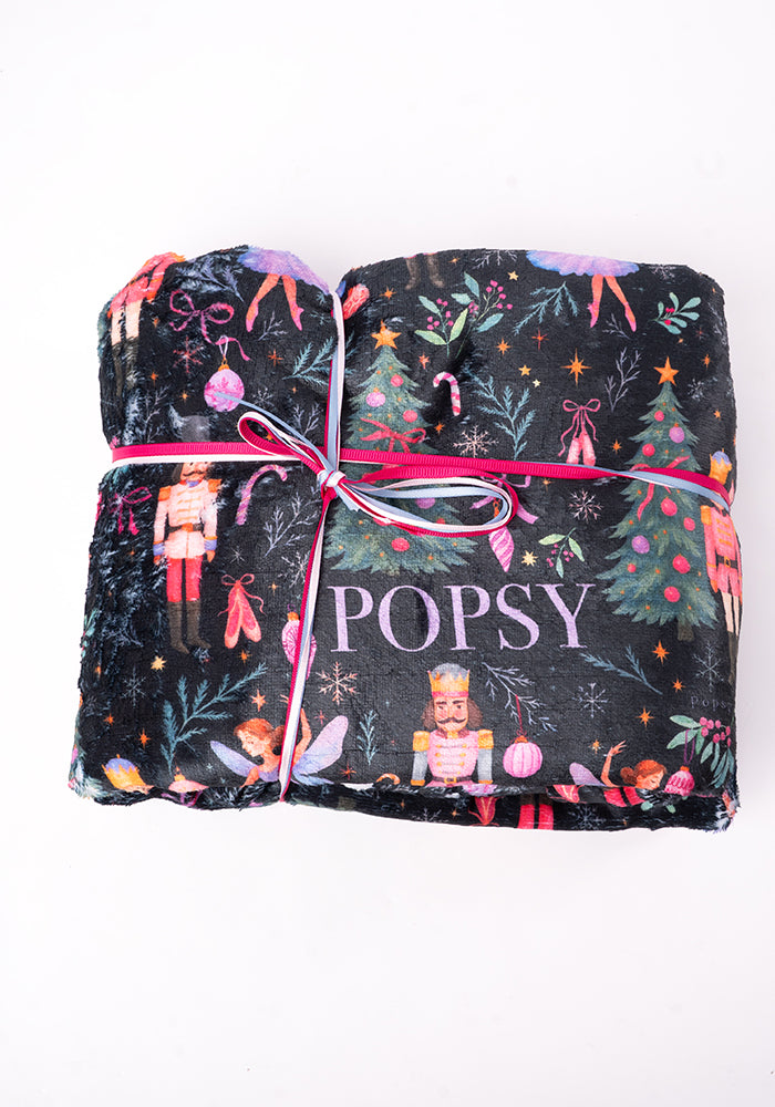 Pop-under Ballerina &amp; Nutcracker Print Plush Blanket