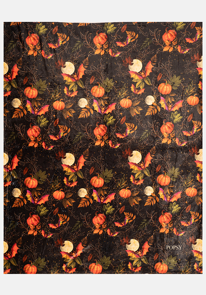 ** PRE ORDER ** Pop-under Bats & Pumpkin Print Plush Blanket ** PRE ORDER **