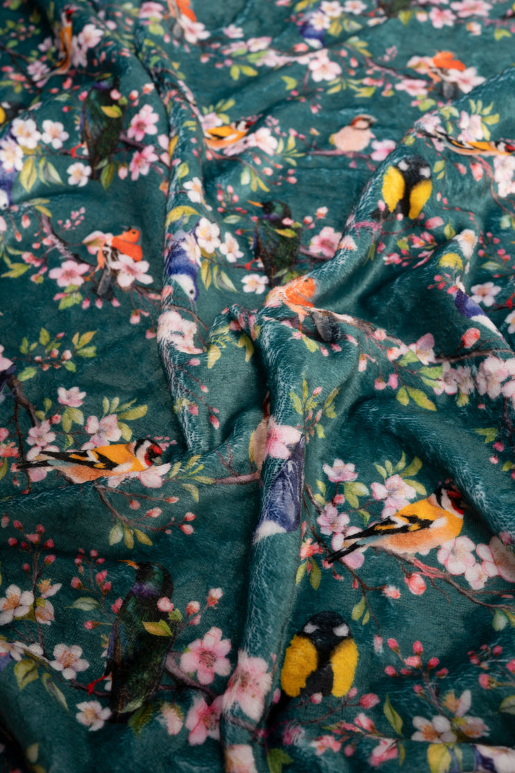 Pop-under Blossom Bird Print Plush Blanket
