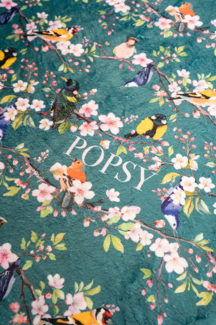 Pop-under Blossom Bird Print Plush Blanket