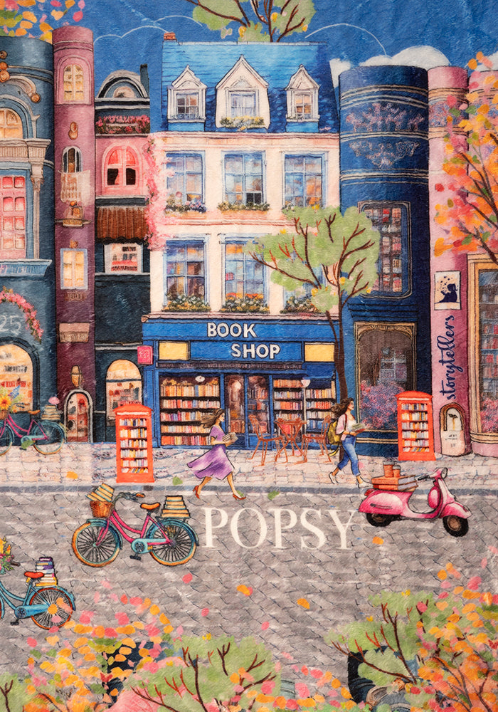 Second angle of Pop-under Bookstore Print Plush Blanket
