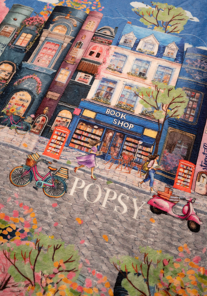 Fifth angle of Pop-under Bookstore Print Plush Blanket