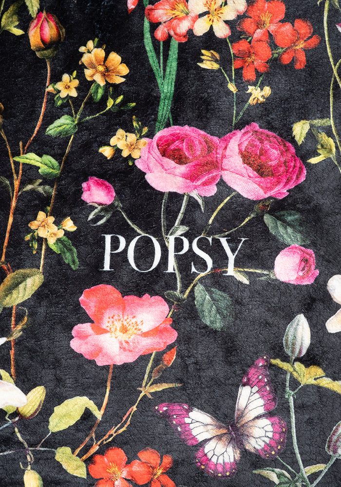 Second angle of Pop-under Botanical Floral Butterfly Print Plush Blanket