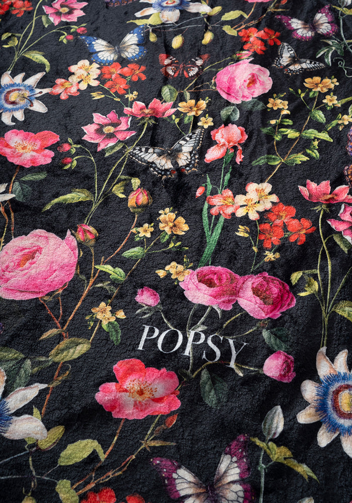 Seventh angle of Pop-under Botanical Floral Butterfly Print Plush Blanket