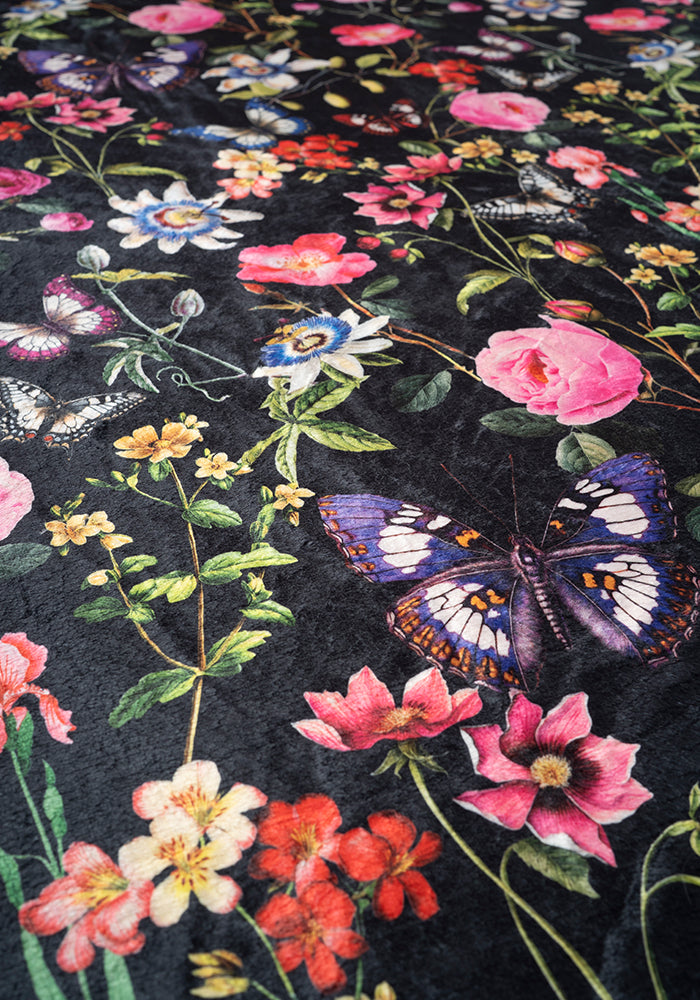 Sixth angle of Pop-under Botanical Floral Butterfly Print Plush Blanket