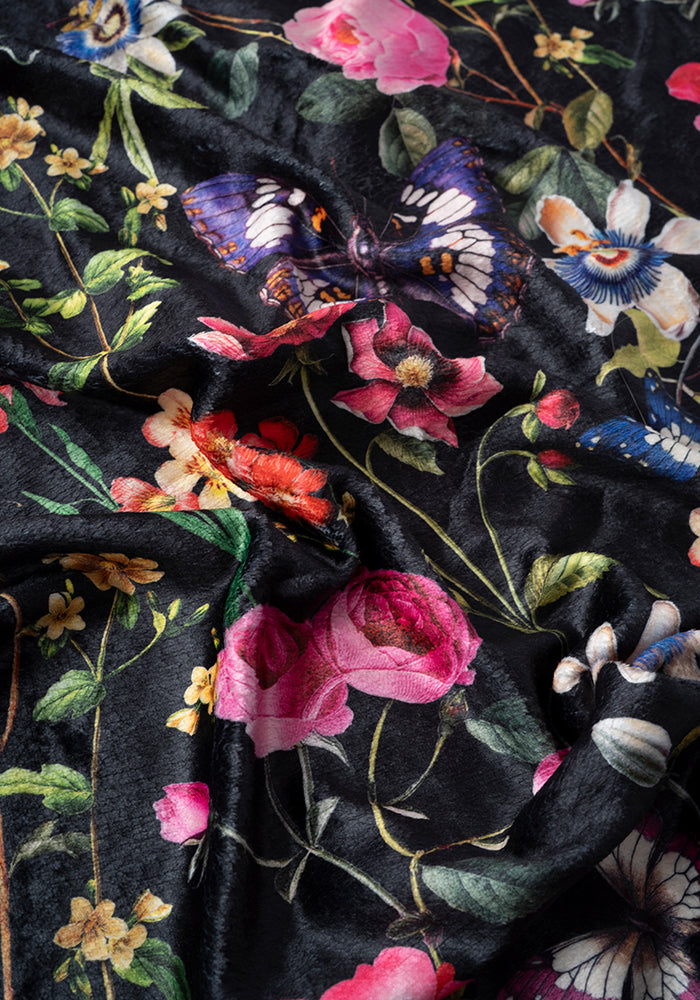 Fifth angle of Pop-under Botanical Floral Butterfly Print Plush Blanket