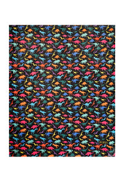 Pop-under Bright Black Dinosaur Print Plush Blanket
