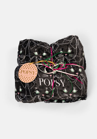 Pop-under Cat Faces Print Plush Blanket