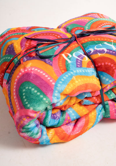 Pop-under Colourful Rainbow Print Plush Blanket