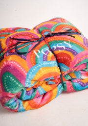 Pop-under Colourful Rainbow Print Plush Blanket