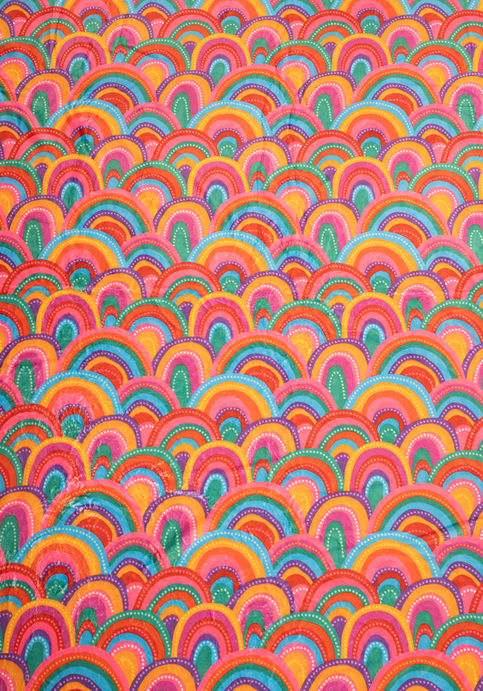 Pop-under Colourful Rainbow Print Plush Blanket