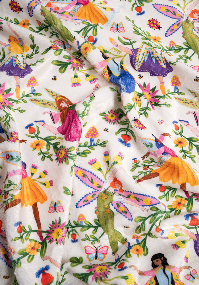 Ninth angle of Dancing Fairies Print Plush Throw Blanket (Pop-Under)