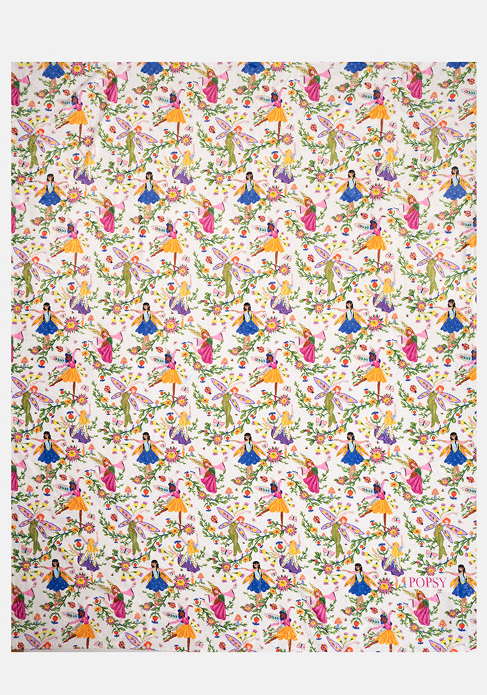 Third angle of Dancing Fairies Print Plush Throw Blanket (Pop-Under)