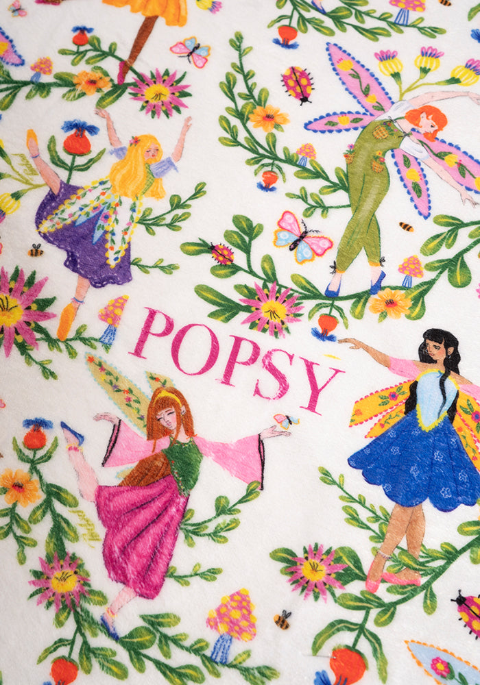 Pop-under Dancing Fairies Print Plush Blanket