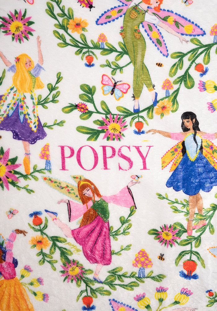 Sixth angle of Dancing Fairies Print Plush Throw Blanket (Pop-Under)