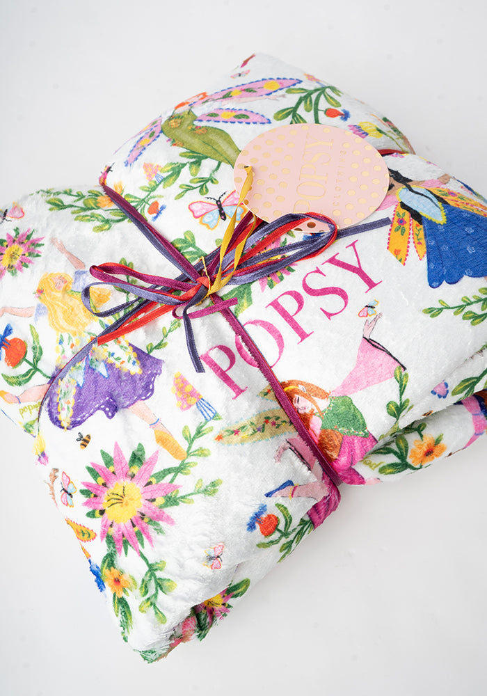 Fourth angle of Dancing Fairies Print Plush Throw Blanket (Pop-Under)