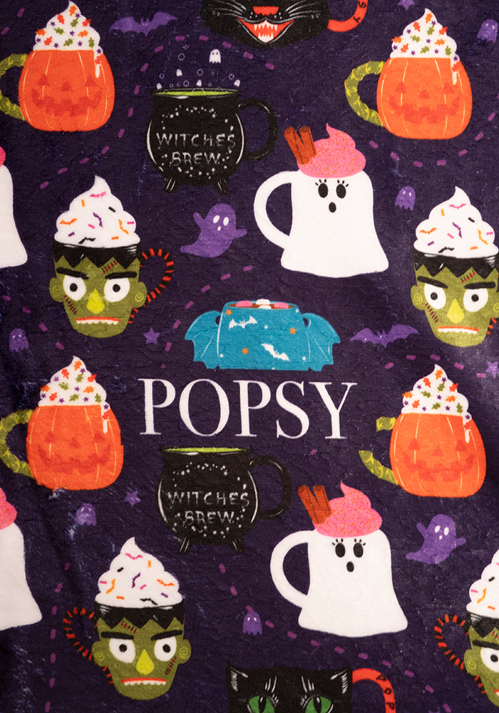 Halloween Mug Print Plush Throw Blanket (Pop-Under)