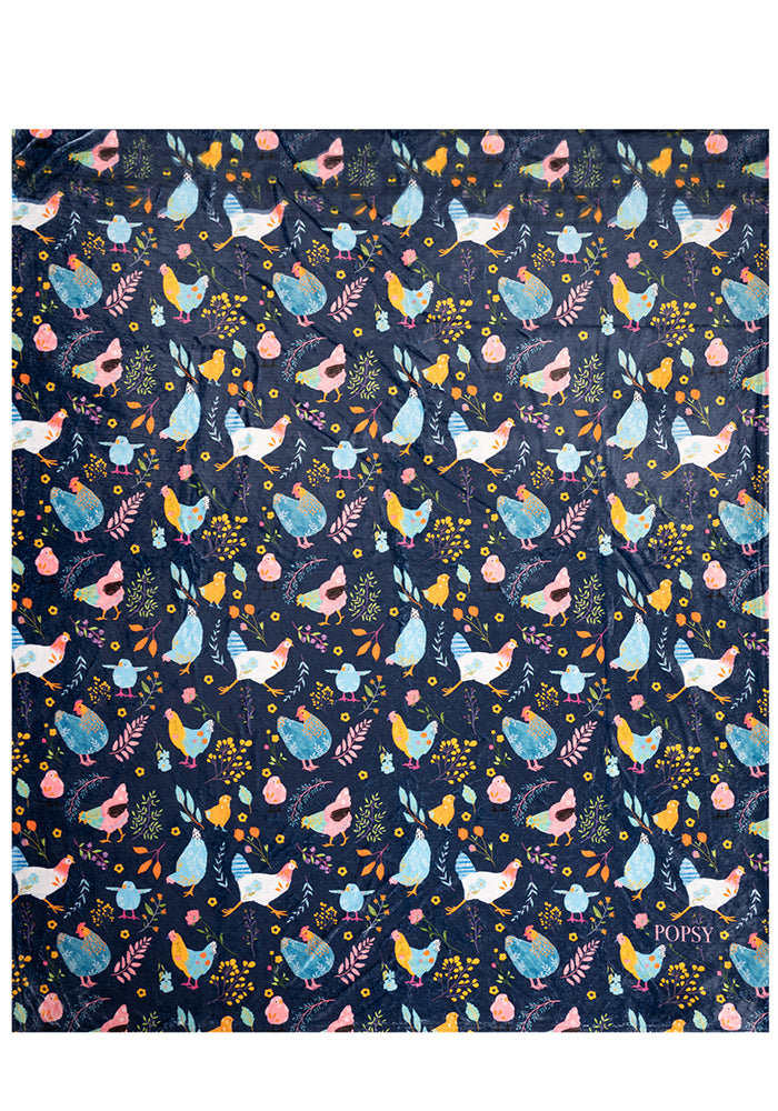 Pop-under Henny Penny Print Plush Blanket