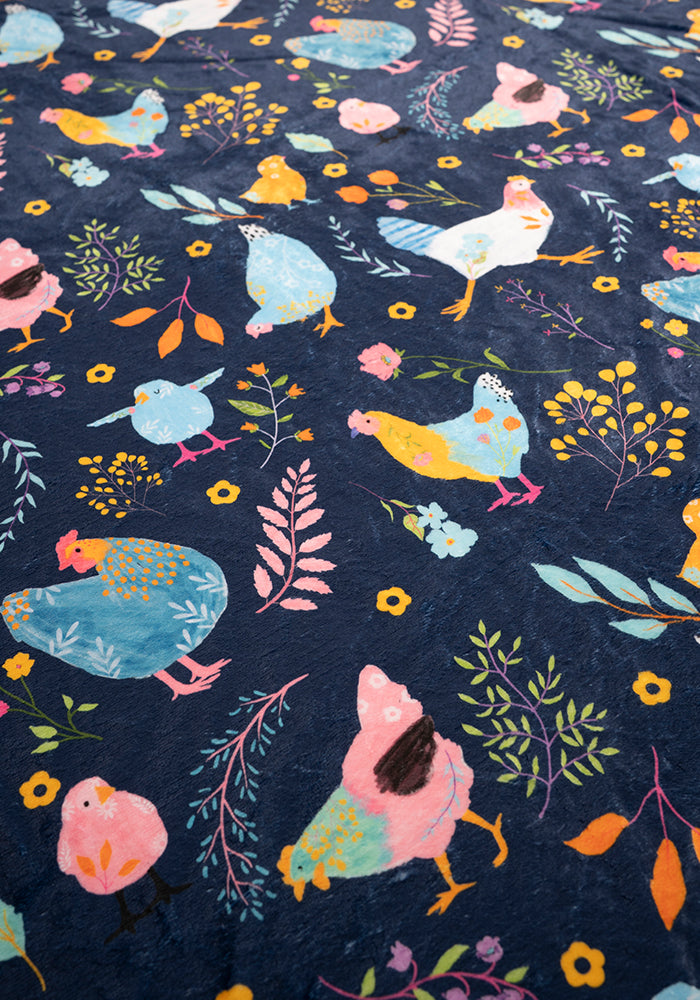 Pop-under Henny Penny Print Plush Blanket