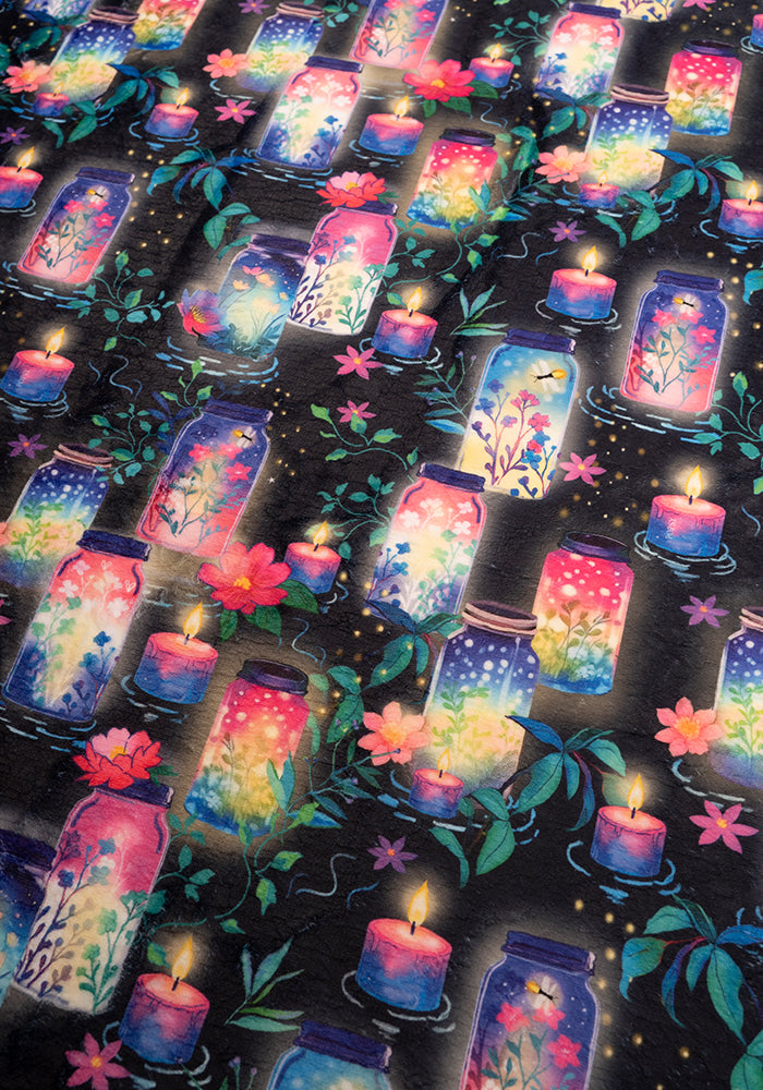 Pop-under Jars & Candle Print Plush Blanket