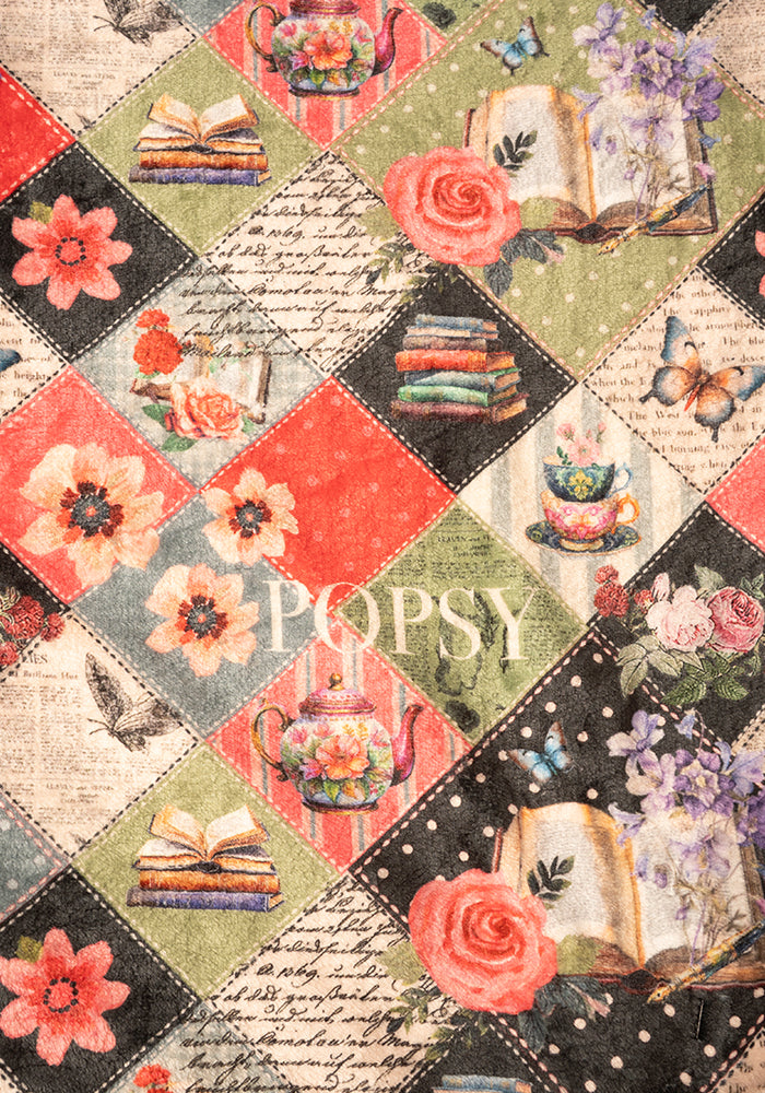 Second angle of Pop-under Journals Print Plush Blanket