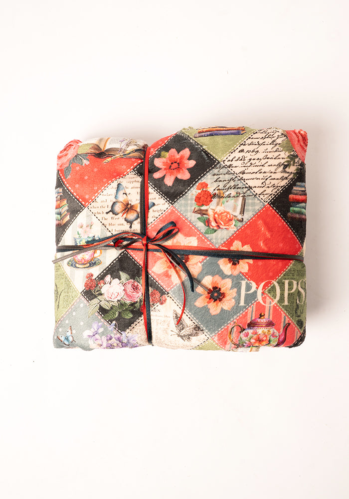 Front view of Pop-under Journals Print Plush Blanket
