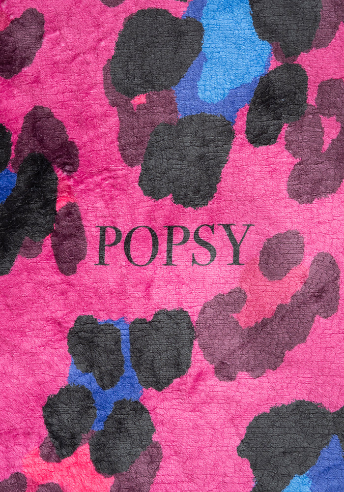 Seventh angle of Pop-under Large Scale Pink Animal Print Plush Blanket