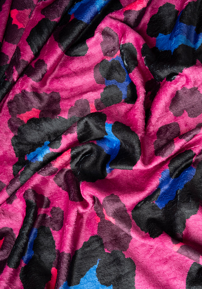 Second angle of Pop-under Large Scale Pink Animal Print Plush Blanket