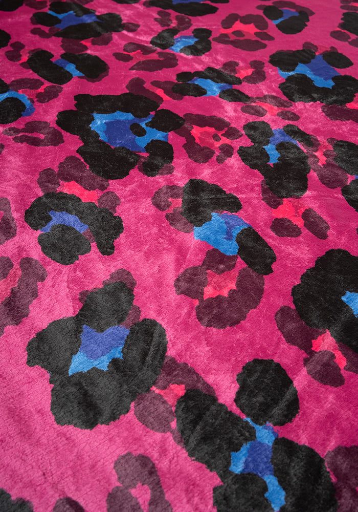 Sixth angle of Pop-under Large Scale Pink Animal Print Plush Blanket