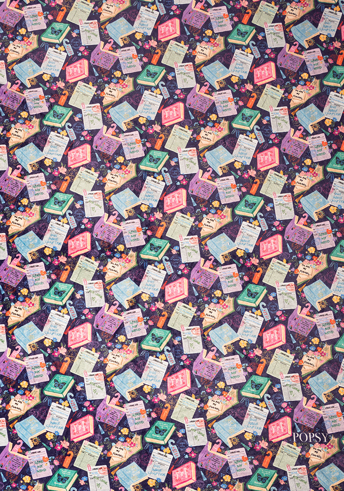 Third angle of Purple Library Books Print Plush Blanket (Pop-Under), library Book Print Plush Blanket.
