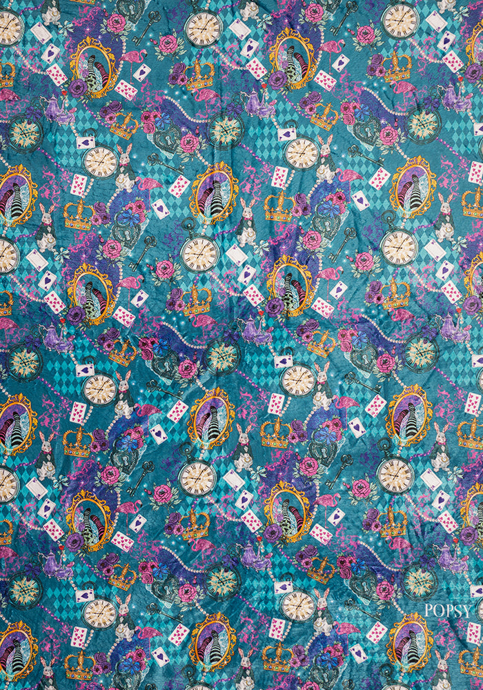 Fourth angle of Pop-under Looking Glass Print Plush Blanket