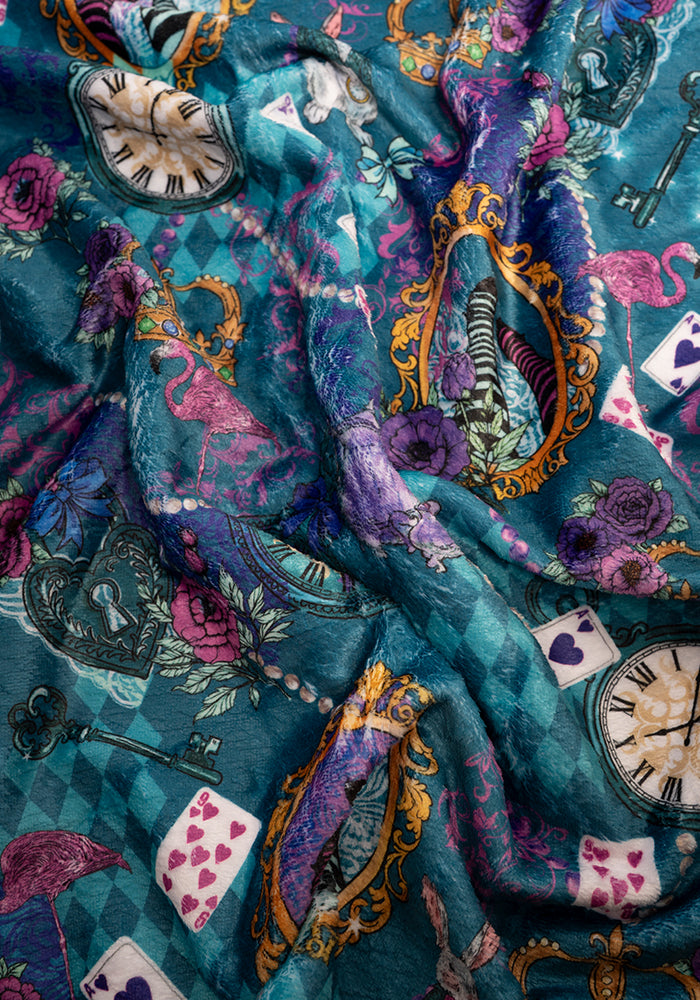 Second angle of Pop-under Looking Glass Print Plush Blanket
