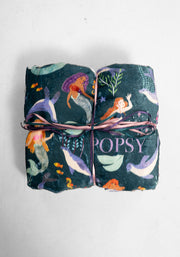 Pop-under Mermaids & Seals Print Plush Blanket