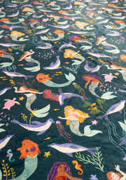 Pop-under Mermaids & Seals Print Plush Blanket