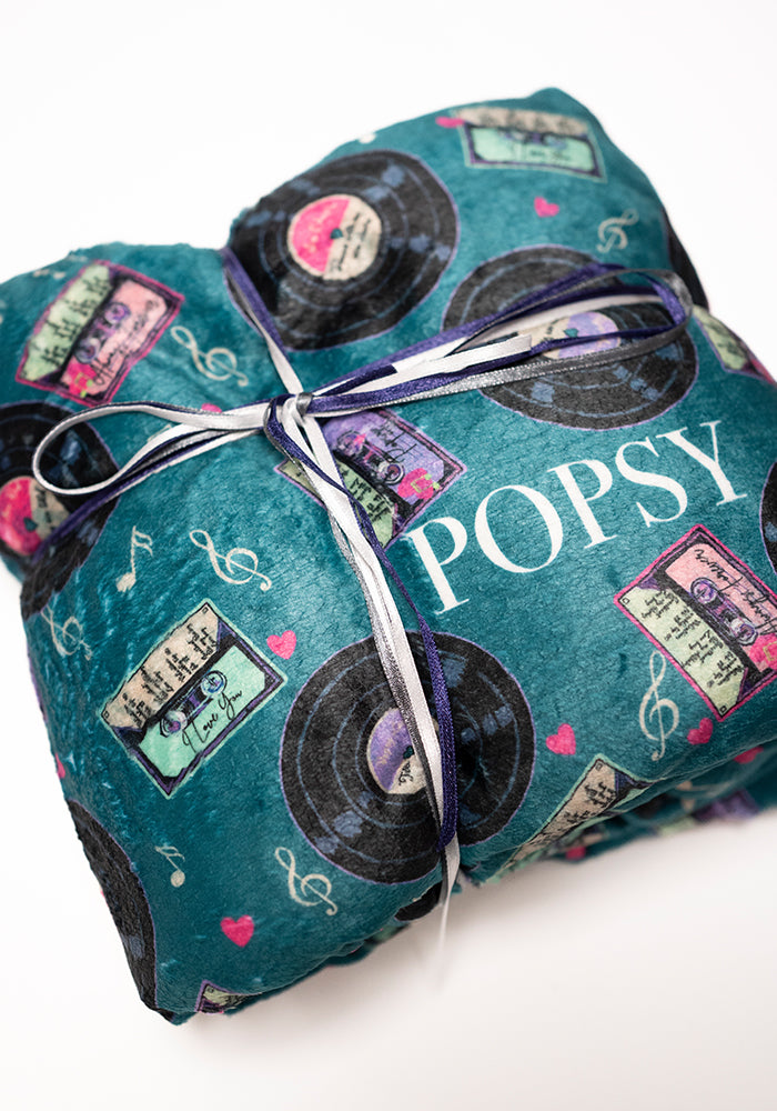 Sixth angle of Pop-under Mixtapes Print Plush Blanket