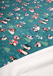 Pop-under Penguin Print Plush Blanket