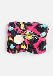 Pop-under Pink Animal Print Plush Blanket