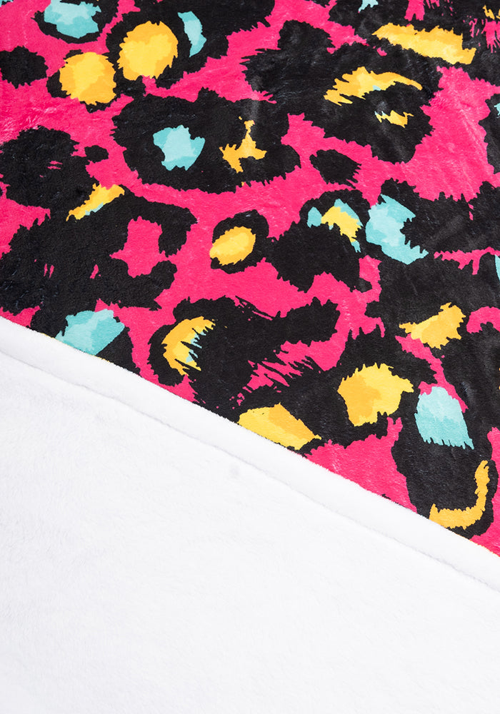 Pop-under Pink Animal Print Plush Blanket