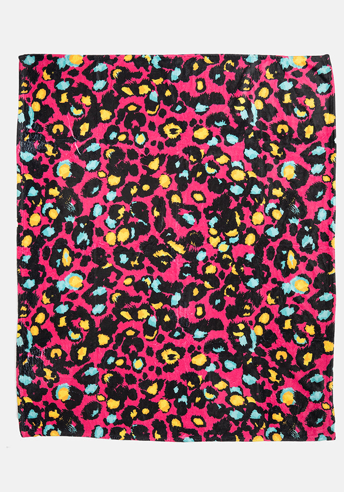 Pop-under Pink Animal Print Plush Blanket