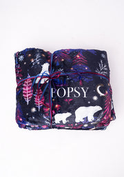 Pop-under Polar Bear Print Plush Blanket